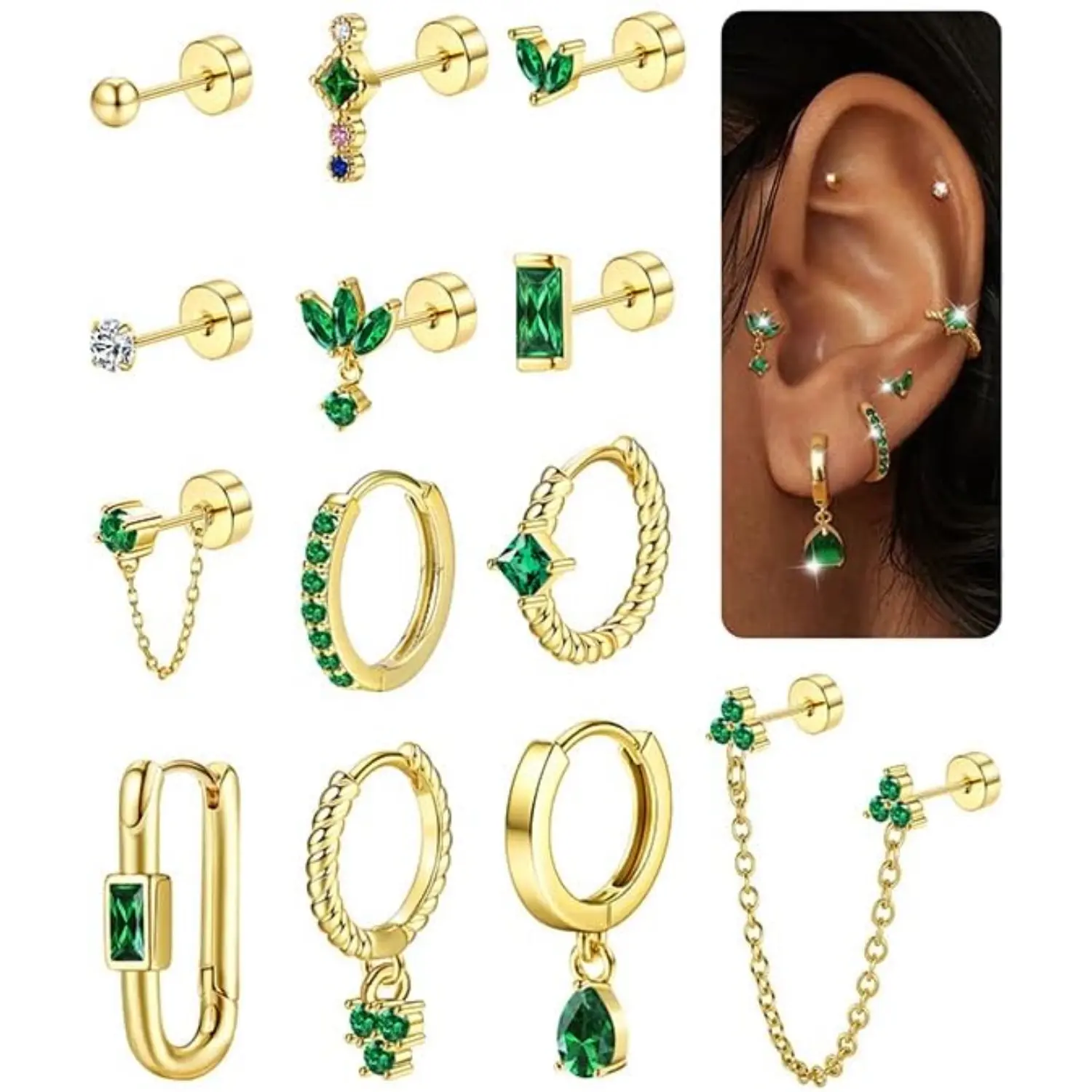 Gold Single Earrings
