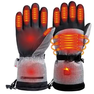 Wireless design, three-level adjustable outdoor heating gloves, riding gloves, full-palm touchscreen, waterproof and warm gloves, non-slip high-density leather, heat storage and warmth, suitable for cycling and driving, and heated ski gloves