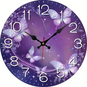 10 inch A Round Vintage Butterfly Clock Powered by Batteries, Suitable for Decorating Classic And Beautiful Artwork in Home Bedrooms And Offices10