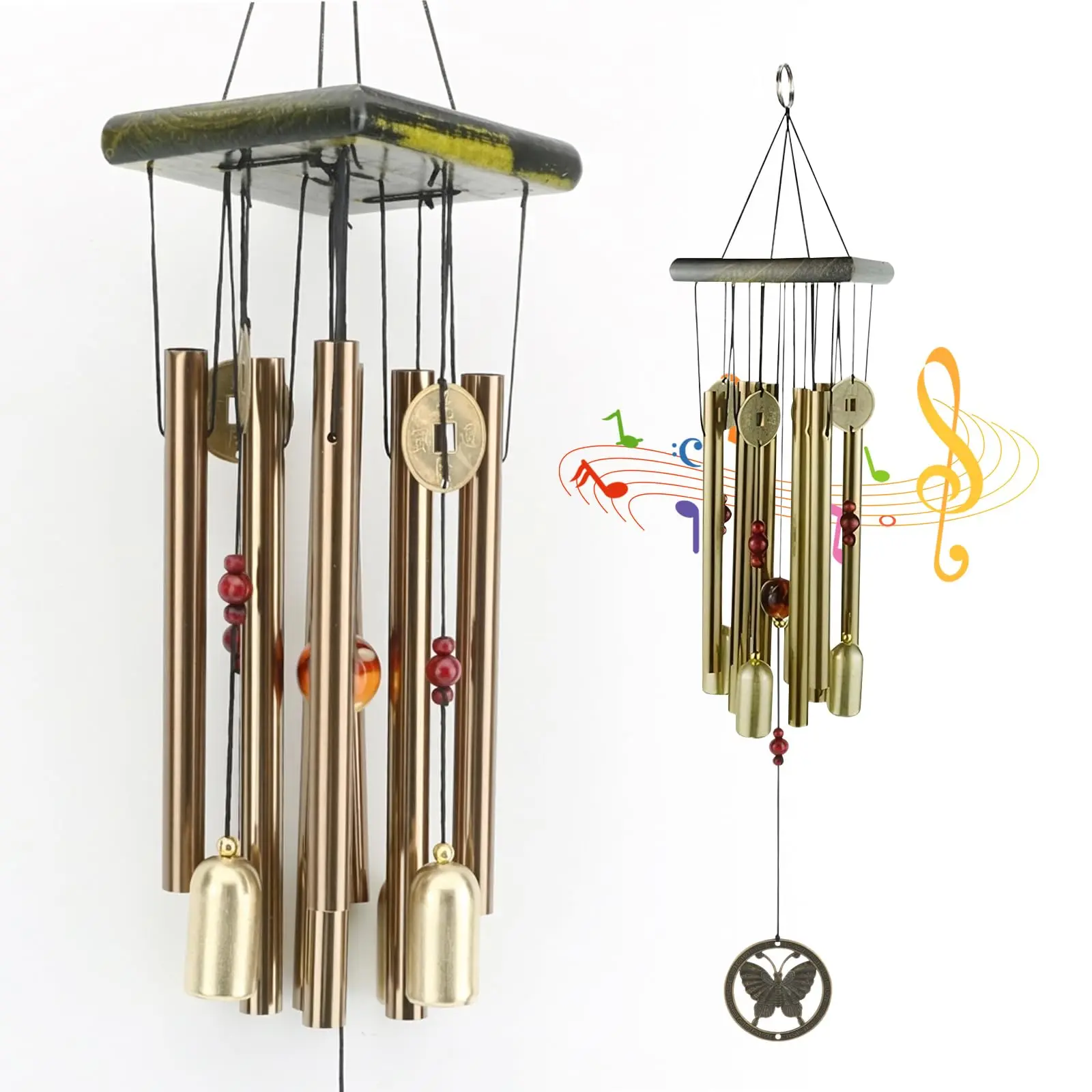 patio butterfly wind chimes made of aluminum tubing are perfect for decorating gardens homes and outdoor patios They produce a soothing low pitched sound and complement patio artwork perfectly Calming Atmosphere