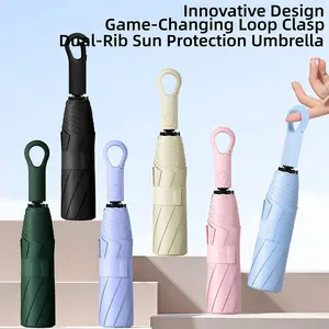 UV Protection Umbrella with Innovative Hook Design - Portable Double Rib Auto Open Close Lightweight Travel Rain & Sun, Lightweight Foldable Umbrella, Windproof Folding Umbrella