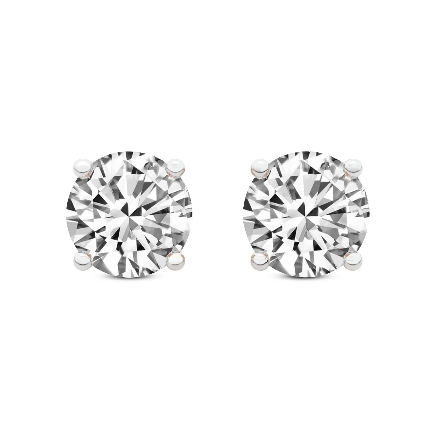 Lab Diamond Stud Earrings 14Kt Rose Gold 5Ct Four Prong Round Lab Diamond Stud Earrings F-G Color, VS Diamond, IGI Certified - Friendly Diamonds