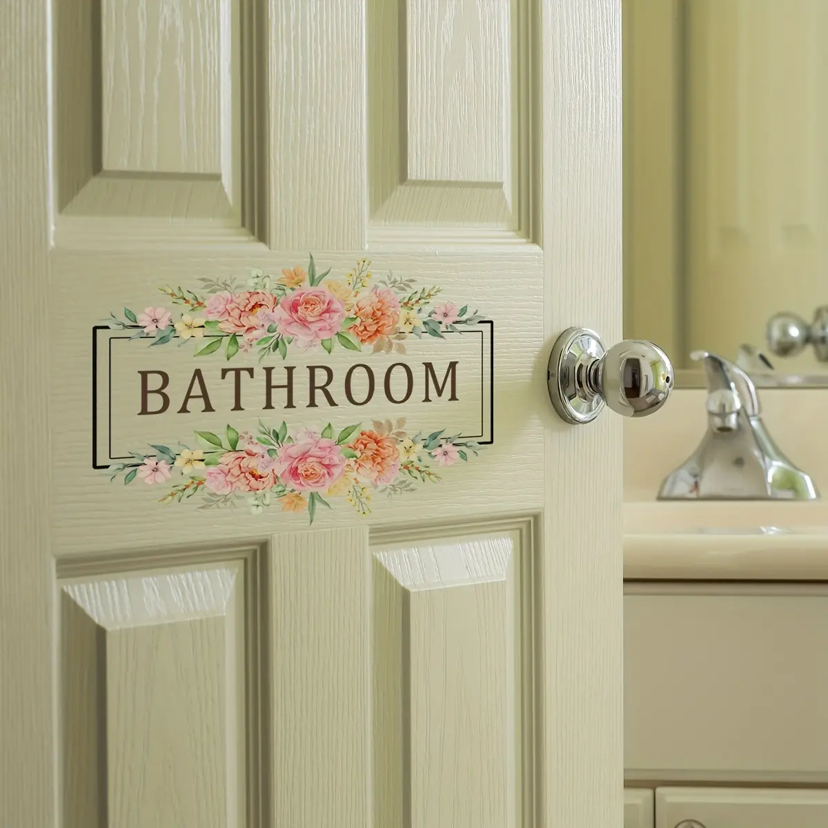 A (25*30cm) floral English bathroom toilet wall sticker, bedroom and living room door sticker, decorative sticker, Bathroom Decor Supplies, Bathroom Decoration Accessories, self-adhesive and removable, MS6432-ZG