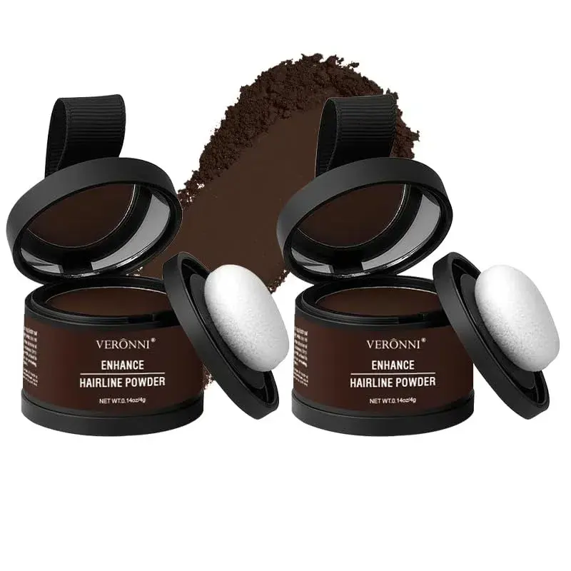 Pack of 2 Natural Hairline Powder With Mirror & Sponge Instant Root Touch Up For Thinning Hair, Hair Loss & Gray Coverage, Waterproof & Sweatproof, Compact & Travel-Friendly, Suitable For Women and Men【Father's Day Gift】