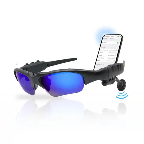 Multifunctional Smart Wireless Audio Glasses - Blue Polarized Flip-Up Lenses, Adjustable Secure Fit Foldable Frame, Long Battery Life, USB Rechargeable, Phone Call Support, Charging Cable, Batteries, Cleaning Cloth Included - Wearable Electronic Gadgets