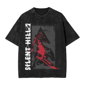 valentine shirts Red Pyramid Thing Silent Hill Tee Shirt Vintage Washed Pyramid Head T Shirts Clothes Men Unisex Clothing Pure Cotton Tshirt