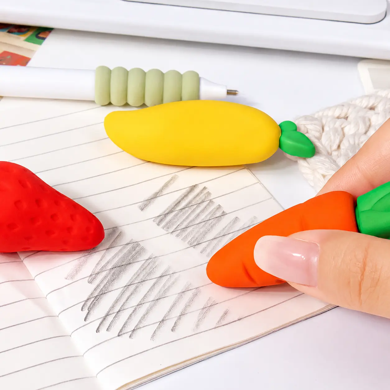Cute Jumbo Fruit Erasers, Clean Residue-Free Erasers for Students, Non-Toxic Pencil Erasers for Kids, Creative Stationery Stationary