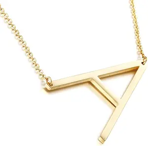 45cm Big Letters Initial Necklace 18K Gold Plated Stainless Steel Large Big Letters Pendant Necklaces for Women