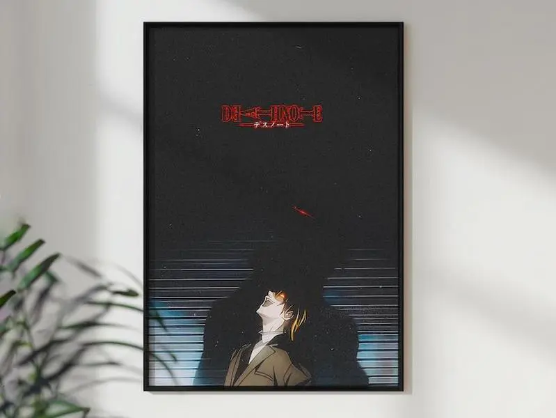 [SALE UP TO 50% + FREE SHIP]  Death Note Inspired Poster, Minimalist Anime Wall Art, Dark Gothic Manga Decor, Japanese Typography