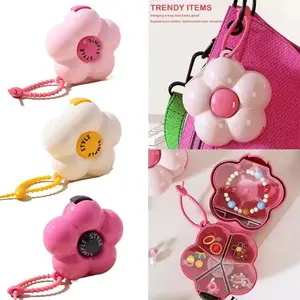 Creative Flower Design Jewelry Organizer Box, Durable Lightweight Organizer, Multi-Functional Portable Medicine Tablet Holder, Sealed Plastic Storage Solution