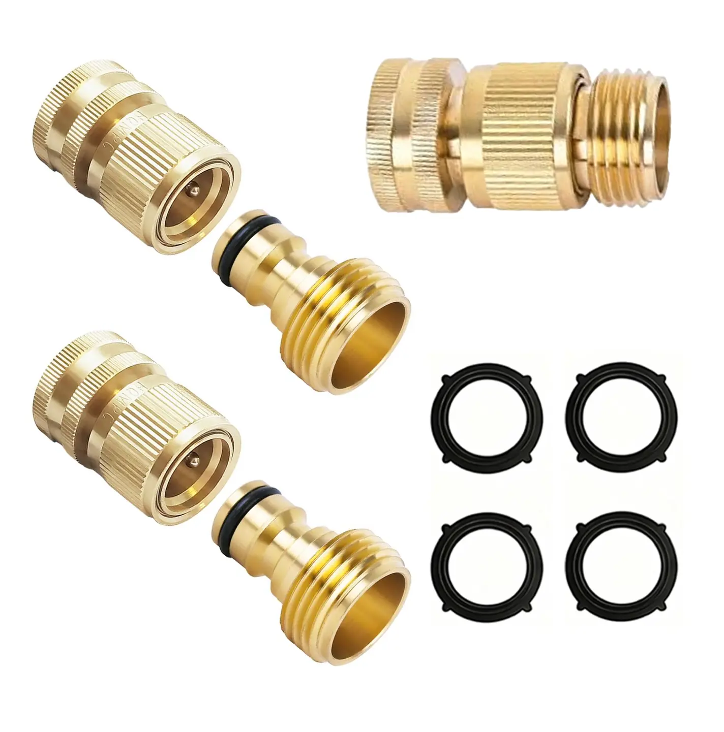 Garden Hose Quick Connect Solid Brass Quick Connector Garden Hose Fitting Water Hose Connectors 3/4 inch adapter no-leak