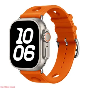 Classic Perforated Breathable Silicone Watch Band, Hollow Hole Design Replacement Strap Compatible with Apple Watch iWatch All Series (Strap Only)