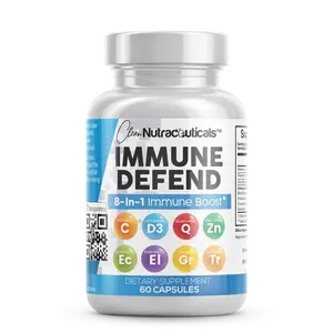 Clean Nutraceuticals Quercetin, Zinc, Vitamin C & D3, Elderberry, & More for Comprehensive Immune Support Capsules - Immune Defend
