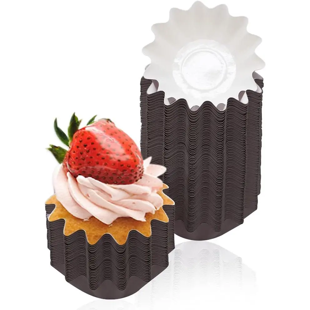 100 PCS Greaseproof & Waterproof Brioche Cupcake Wrappers - Standard Flared Baking Utensils for Baked Oven, Party Desserts (Brown)