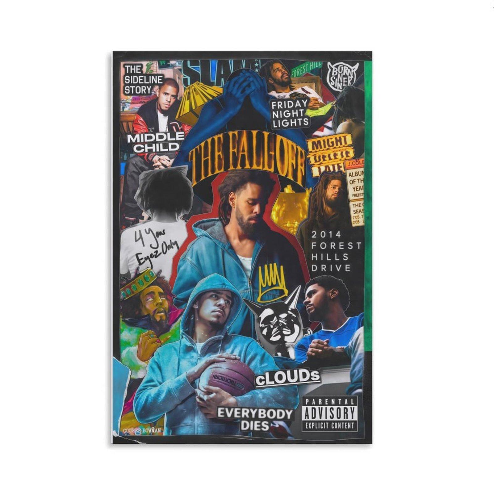 J.Cole Legendary Albums Collage Poster - Vintage Street Style Unique Artwork, Artistic Graphic Prints, Decorative Inspirational Home Decor Wall Print, Perfect for Fans