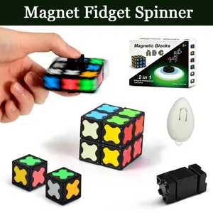 2x2 Glow Magnet Fidget Spinner Toys Infinity Cube Transformable Blocks STEAM Toys Creative Gifts For Kids/Teen/Adult