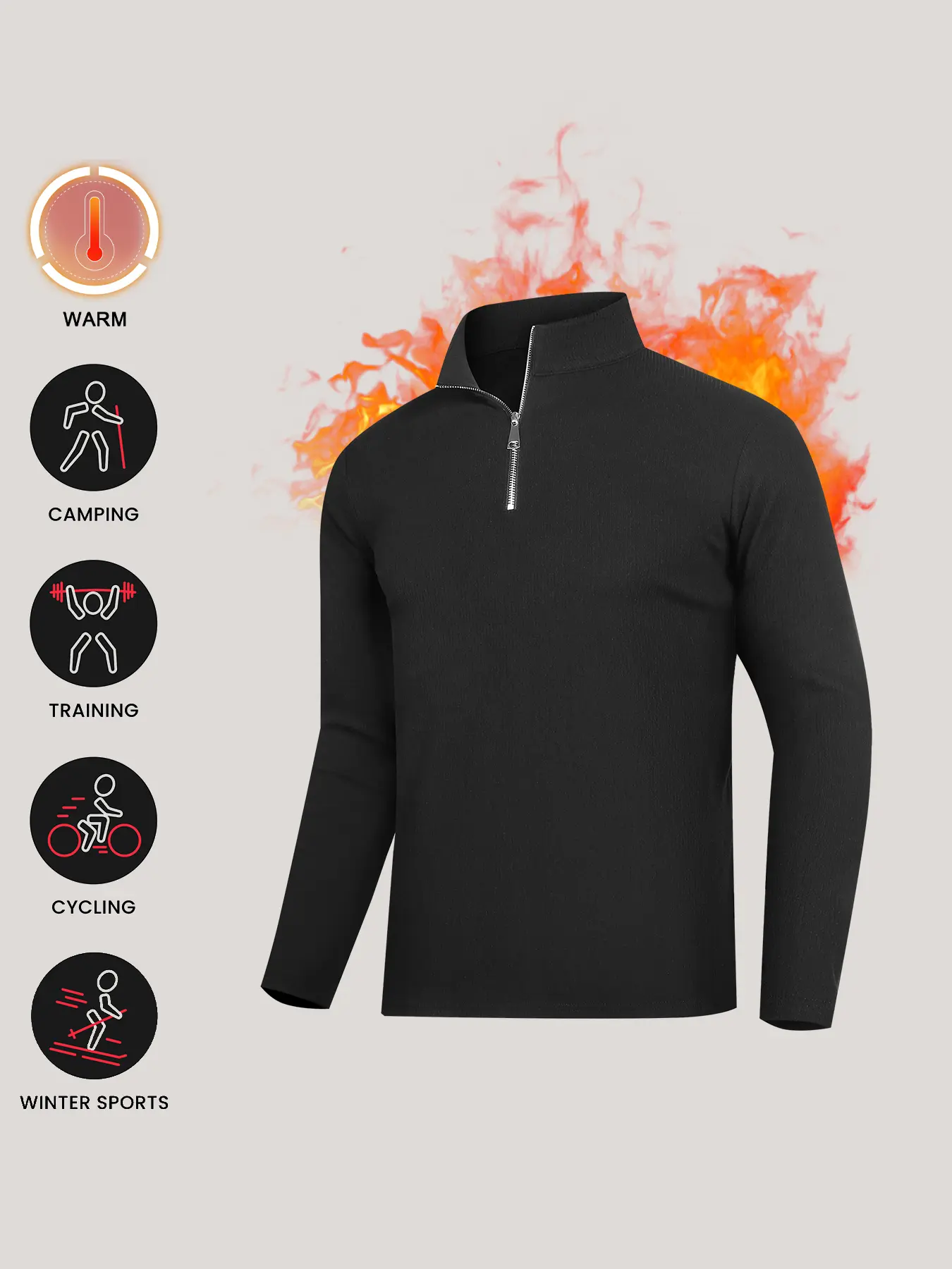 TELALEO Men's 1/4 Zip High Neck Thermal Fleece Pullover, Winter Sweatshirt Jacket for Outdoor Casual Sport, Mensfashion