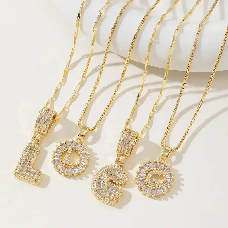 Dainty Initial Necklace Set, Artificial Gemstone Cross-Border Hot Seller - Round Crystal-Encrusted Initial (A-Z), Sparkling Rock Candy Floral Pendant, Ideal Female Gifts for Girls, Moms