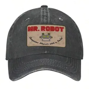 S&T Baseball Cap Mr Robot Unisex Vintage Washed Cap Adjustable Cotton Retro Dad Hats For Men Womem