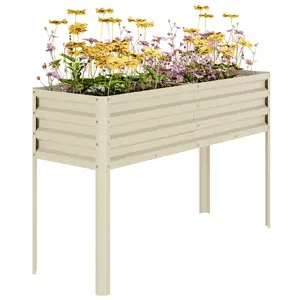 Sturdy Elevated Galvanized Metal Raised Garden Bed with Legs, 32 Inch Tall Large Planter Box with Self‑Watering & Drainage Features, Designed for Growing Vegetables, Flowers & Herbs, Ideal Gardening Container for Outdoor Patio, Balcony & Backyard Spaces