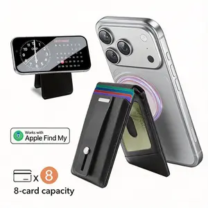 MagSafe Wallet Work with Apple Find My Functionality, 8 Cards Holder, Slim Phone Wallet, Strong Magnet with Multi-Angle Stand, RFID Shielding Vegan Leather