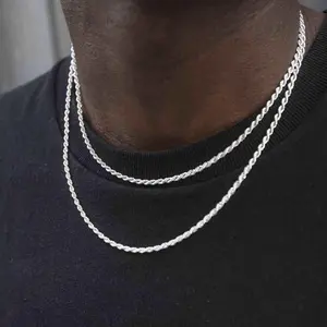 Jewelfairy Mens 3/4/5mm Stainless Steel Silver Twist Chain Necklace for Men Women Silver Necklace Chain 18/20/22/24 Inches