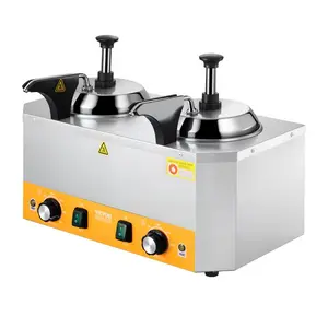 VEVOR Electric Cheese Dispenser with Pumps, 2.4x2 L Commercial Hot Fudge Warmer, Stainless Steel Heated Double Pumps Dispenser, 86-230 Temp Adjustable Nacho Cheese Warmer for Fudge Cheese Caramel