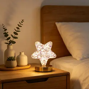 Rechargeable Amethyst Quartz Lamp, Star Moon Note Crystal Gravel LED Night Light, Energy Saving Ambiance, Home Decor Gift, Bedside Table Lamp