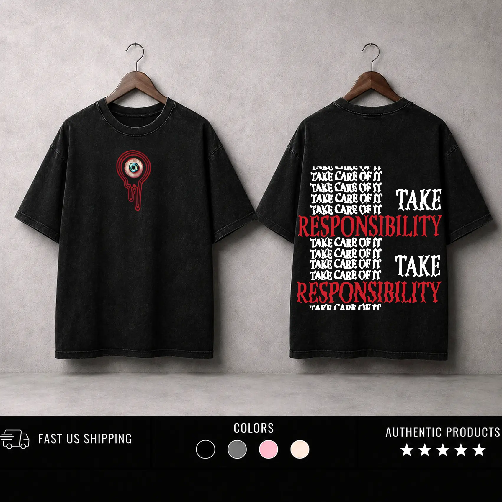 Mouthwashing Take Responsibility Horror Game 2 sided Printed Unisex  Washed TShirt,Sweatshirt, Hoodie Graphic Tee, Game Lover graphic tees game merch Cotton Fabric Menswear