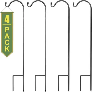 Set of 4 Extendable Heavy Duty Shepherd's Hooks Garden Stakes for Bird Feeders, Outdoor Décor, Plants, Lights, Lanterns, Flower Baskets, Hold Up to 6.5 Lbs, 4 Pack