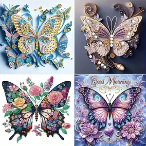 DIY Diamond Painting Kit, Sparkling Butterfly Design, Irregular Crystal Beads Set, Home Decor Craft Materials, Fun Holiday Gift, Needlework