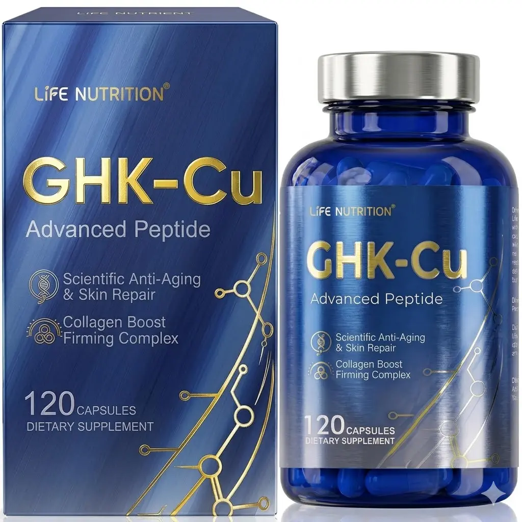 GHK-Cu Copper Peptide Edible Healthcare Supplement, 120 Vegan Capsules, High-Potency Blended Vitamin-Mineral Formula, Supports Skin Repair, Elasticity, Anti-Aging & Hair Growth