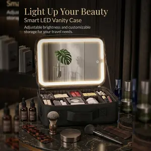 Smart LED Vanity Case With Lighted Mirror, Portable Makeup Organizer With Adjustable Dividers And Brightness Control, Suitable For Daily Makeup, Travel And Professional Beauty Use