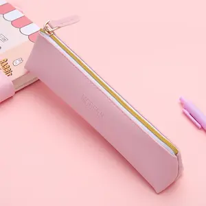 Portable Pencil Case, 1 Count Waterproof Pu Leather Stationery Bag with Zipper, Durable Design Stationery Storage Bag for School, Office, and Travel, Office School Supplies