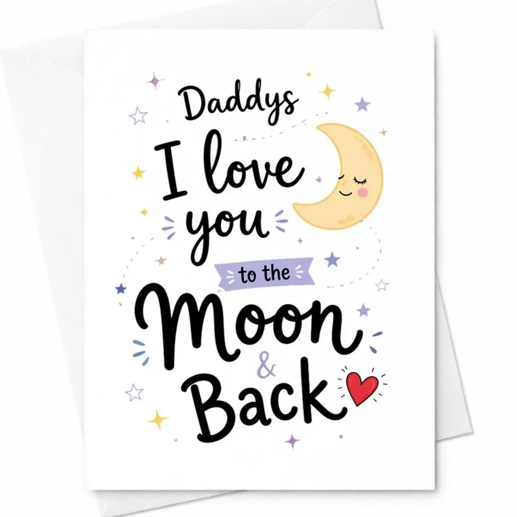 Fathers Day Card For Daddy I Love You To The Moon And Back Card From Kids Sweet Dad From Son Daughter Happy Fathers Day C-1306