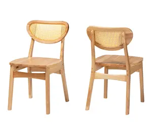 Baxton Studio Nenet Wood and Rattan Dining Chair Set of 2