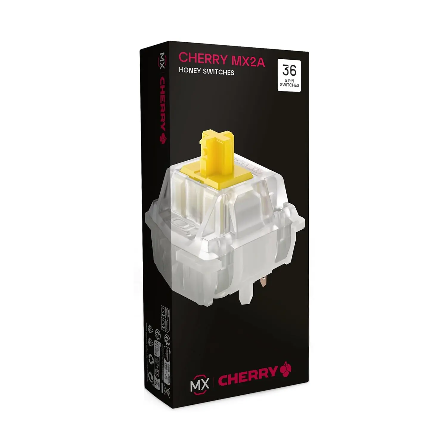 CHERRY MX2A RGB Honey Switch Kit, 36 Mechanical Keyboard Switches, for DIY, Hot Swap or Gaming Keyboards, Tactile Switch with No Click, Sweet & Silent