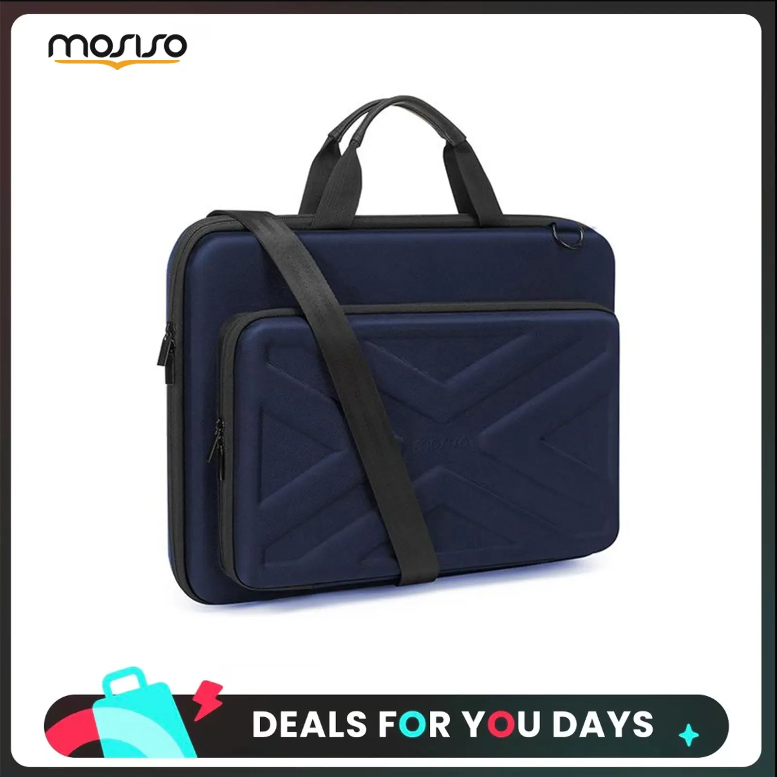 MOSISO Minimalist Plain EVA-PU Hardshell Laptop Shoulder Bag - 13.3-17.3in Velvet-Lined PU Handles, Waterproof Shockproof 180° Full-Zip Briefcase, Front Zip Pocket Tames Daily Clutter, Removable/Trolley Straps, for MacBook, Dell, HP Laptops