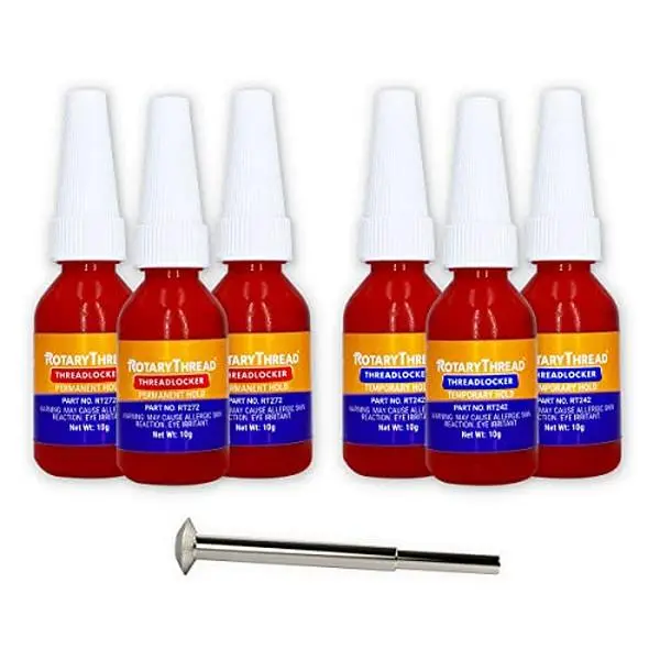 Rotary Thread - 3-Piece Temporary Threadlocker, 3-Piece Permanent Threadlocker for Thread Locking + RT1 Thread File for Thread Repair