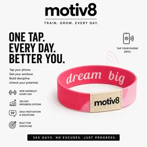 Dream Big NFC Chip Daily Motivational Bracelet, Silicone Band, Multi-Size, Unisex Fit Fashion Accessory