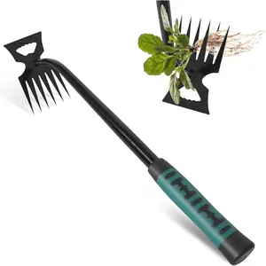 Stainless Steel 6-Teeth Dual-Function Vegetable Garden Hoes, 2026 New Portable Weed Removal Tool with Rubber Grip, Rust-Resistant for Backyard Soil Penetration & Uprooting