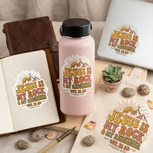 Jesus Is My Rock sticker | Christian faith decal, retro mountain design