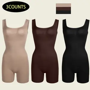 [3counts]Women Yoga Romper Workout Ribbed Square Neck One Piece Seamless Tank Top Jumpsuit Fitness Outfits Fitness Activewear summerwins