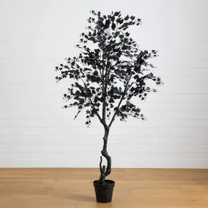 7' Artificial Halloween Black Maple Tree
