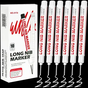 10 Pack Long Tip Marking Pens Pen Set Oil-Based Woodworking Tile Special Purpose Construction Waterproof Non-Fade Ink