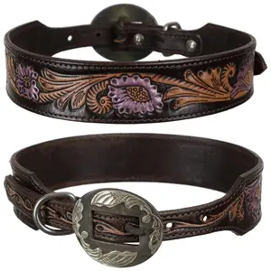 Wild Rose Leather Dog Collar
