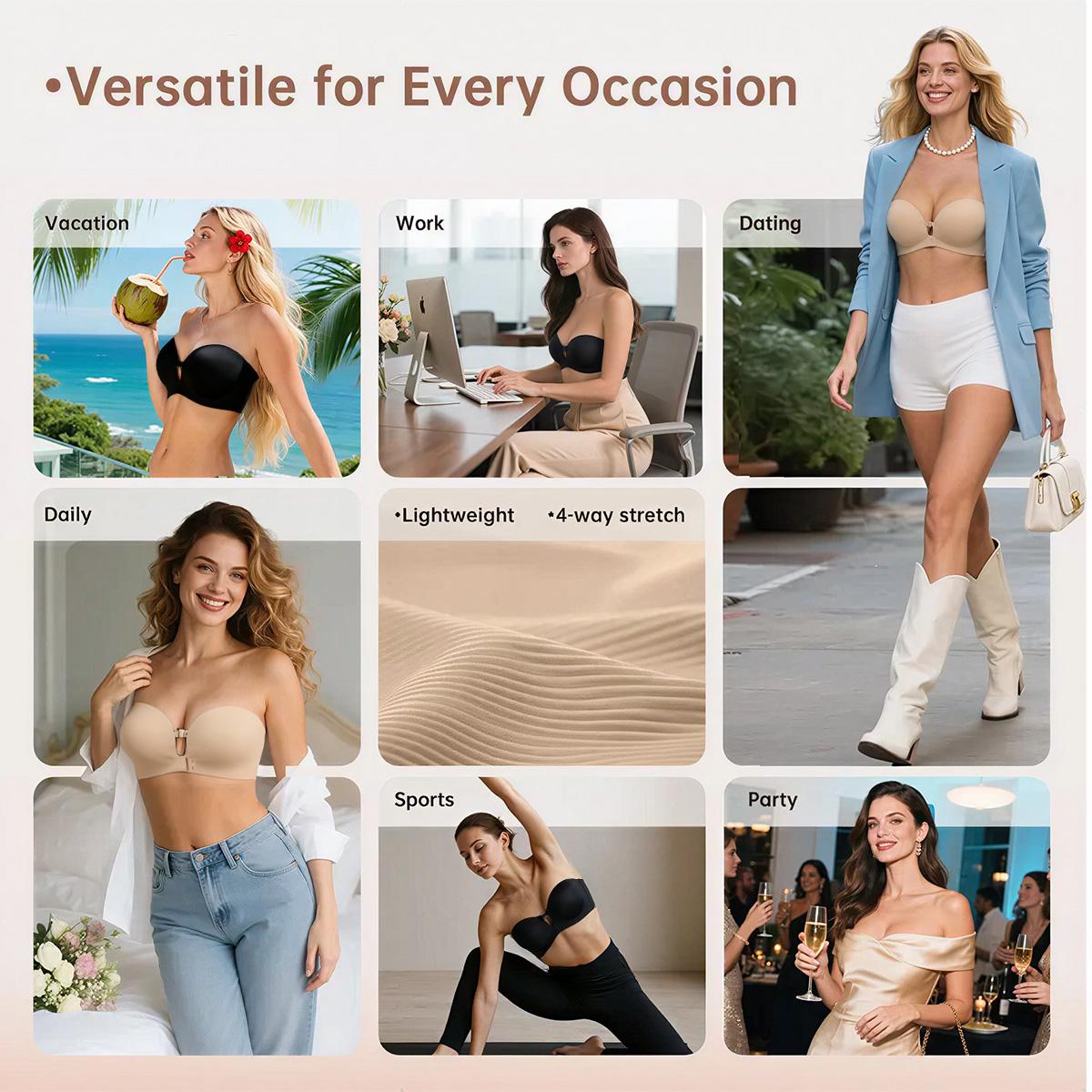 LUCKMEEY Womens Strapless Front Closure Bra Push Up Lift Bra Padded Add Cup Non Slip Anti-Slip Grip Wireless Supportive Seamless Comfortable Tube Jelly Bra A B C Cup#TikTokShopDealsforYouDays LUCKMEEY Womens Strapless Front Closure Bra Push Up Lift Bra Padded Add Cup Non Slip Anti-Slip Grip Wireless Supportive Seamless Comfortable Tube Jelly Bra A B C Cup#TikTokShopDealsforYouDays