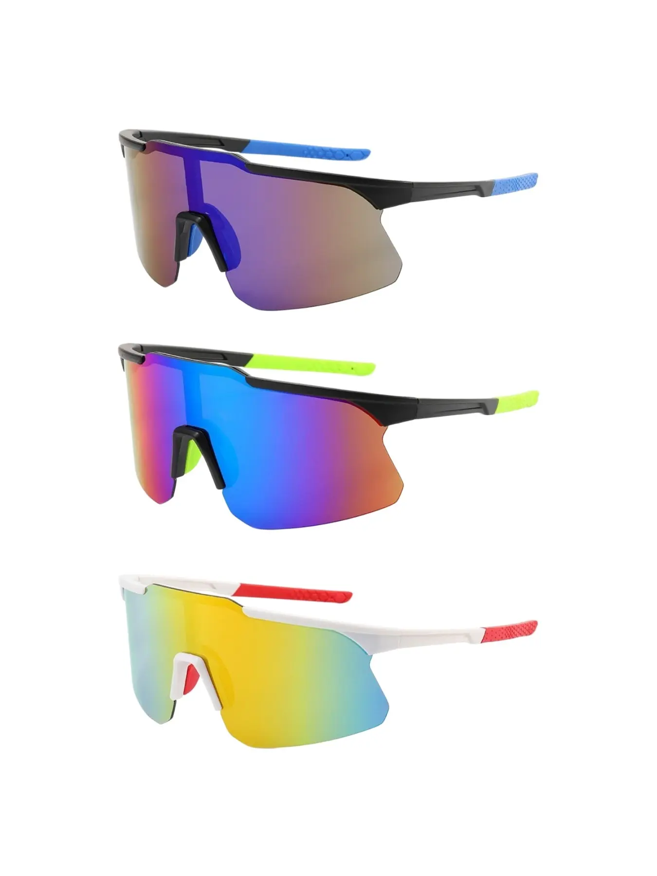 Fashion Half-Framed Wraparound Glasses Set for Men Women, Outdoor Cycling Gear Bike Driving Hiking Sports, Uv400 Protection, All Seasons Use