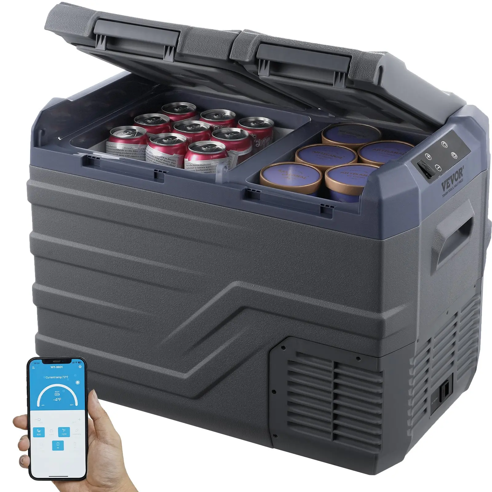 【Summerfinds】VEVOR Car Refrigerator,12 Volt Car Refrigerator Fridge32 L Dual Zone Portable Freezer-4℉-68℉ Adjustable Range12/24V DC and 100-240V AC Compressor Cooler for OutdoorCampingRV