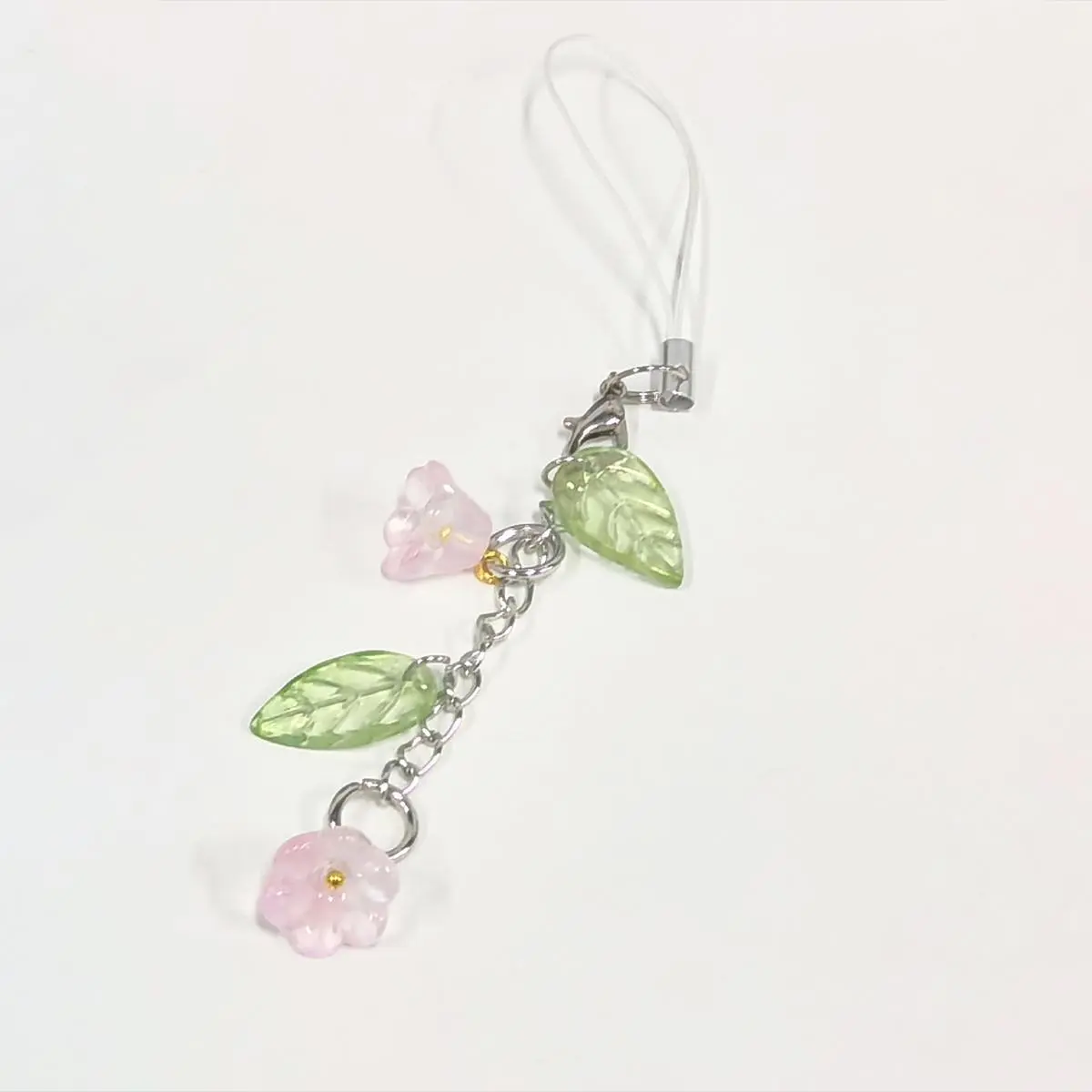 Cute Flower & Leaf Design Phone Lanyard, Creative Keychain Pendant, Phone Strap Decoration for Women & Girls, Mobile Phone Decorative Pendant, Charms, Wire, Phone Chains, Phone Accessory